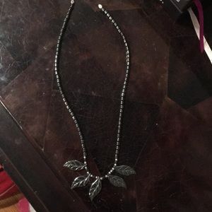 Gray leaf necklace